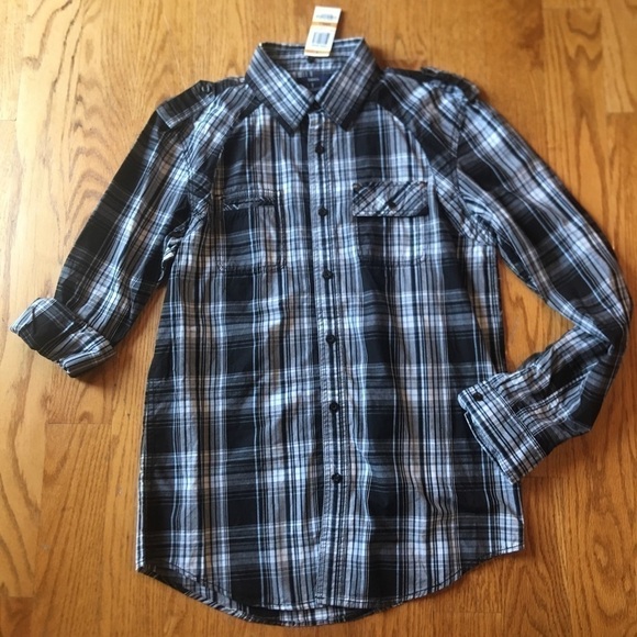 NWT American rag button up cotton plaid top size Small hood detachable - Picture 2 of 5